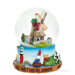 Sneeuwbol Hollandse Molen en Koe (9 cm)