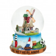 Sneeuwbol Hollandse Molen en Koe (9 cm)