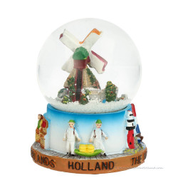 Sneeuwbol Hollandse Molen en Koe (9 cm)