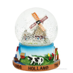 Sneeuwbol Hollandse Molen en Koe (9 cm)