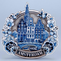 Luxe Delfts Blauwe Magneet - Amsterdamse gracht 3D epoxy