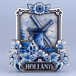 Luxury Delft Blue Magnet - Windmill 3D epoxy