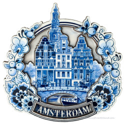 Luxe Delfts Blauwe Magneet - Amsterdamse gracht 3D epoxy