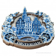 Luxe Delfts Blauwe Magneet - Amsterdamse gracht 3D epoxy