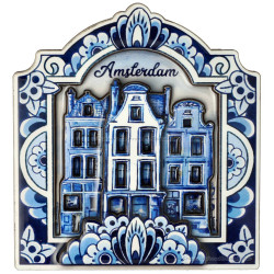 Luxury Delft Blue Magnet - Amsterdam houses 3D epoxy