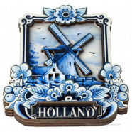 Luxury Delft Blue Magnet - Windmill 3D epoxy