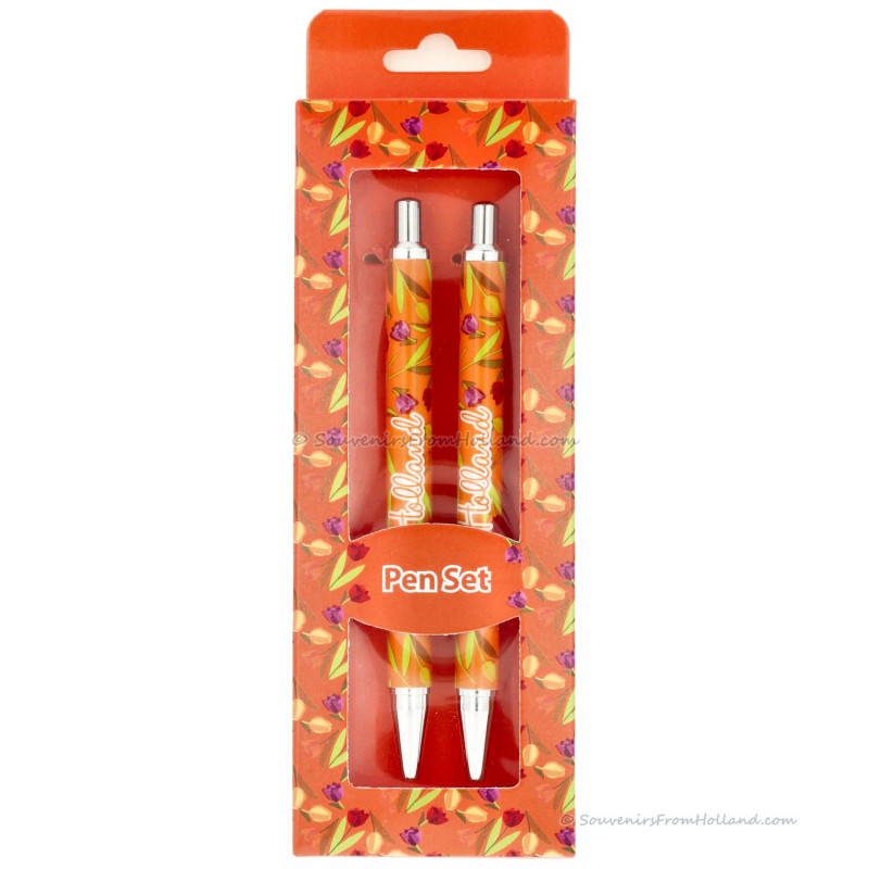 Set of 2 pens - Orange Tulips