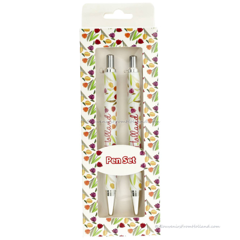 Set of 2 pens - White Tulips