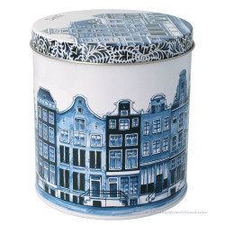 Stroopwafel Blik Delft Grachtenhuizen 11cm