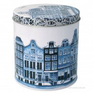 Stroopwafel Blik Delft Grachtenhuizen 11cm