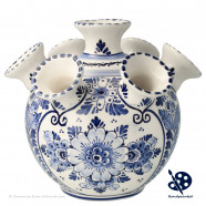 Ronde Tulpenvaas Bloemen - Handgeschilderd Delfts Blauw