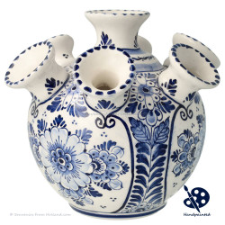 Ronde Tulpenvaas Bloemen - Handgeschilderd Delfts Blauw