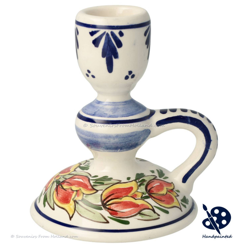 Candle holder Orange Tulips 10 cm - Delft Blue Hand-painted