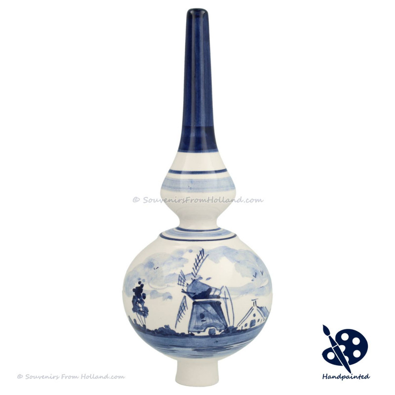 Christmas Tree Topper Windmill 20cm v2 - Handpainted Delft Blue