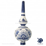 Kerstboom Piek Bloem 20cm - Handgeschilderd Delfts Blauw