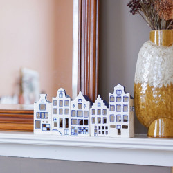 Waxinelichthouder Trapgevel - Grachtenhuisje Delfts Blauw