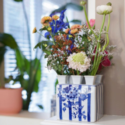 Fair Florals Square Tulip Vase 15cm  Delft Blue