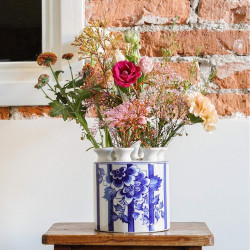 Fair Florals Cylinder Tulip Vase 15cm  Delft Blue