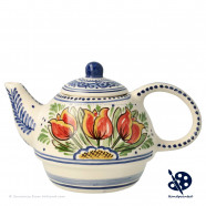 Tea-for-one Teapot Orange Tulips - Hand painted Delftware