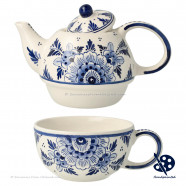 Tea-for-one Teapot Flowers - Hand painted Delftware
