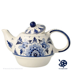 Tea-for-one Teapot Flowers - Hand painted Delftware
