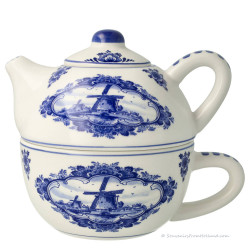 Tea-for-one Theepot Molen - Delfts Blauw
