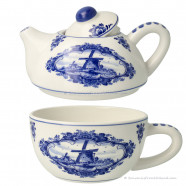 Tea-for-one Theepot Molen - Delfts Blauw