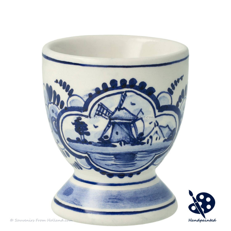 Eierdopje Molen decor - Handgeschilderd Delfts Blauw