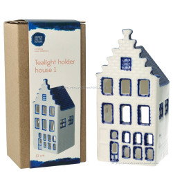 Waxinelichthouder Trapgevel - Grachtenhuisje Delfts Blauw