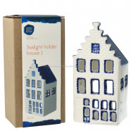 Waxinelichthouder Trapgevel - Grachtenhuisje Delfts Blauw