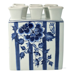 Fair Florals Square Tulip Vase 15cm  Delft Blue