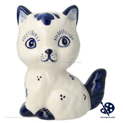 Small Sitting Kitten - Handpainted Delftware