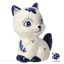 Small Sitting Kitten - Handpainted Delftware