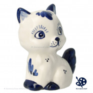 Small Sitting Kitten - Handpainted Delftware