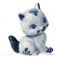 Small Sitting Kitten Blue - Handpainted Delftware