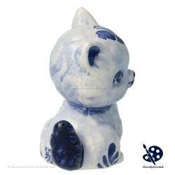 Small Sitting Kitten Blue - Handpainted Delftware
