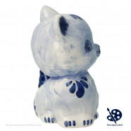 Small Sitting Kitten Blue - Handpainted Delftware