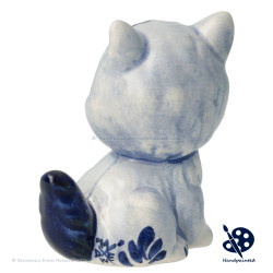 Small Sitting Kitten Blue - Handpainted Delftware