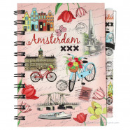 Notitieboekje met pen - Amsterdam Roze