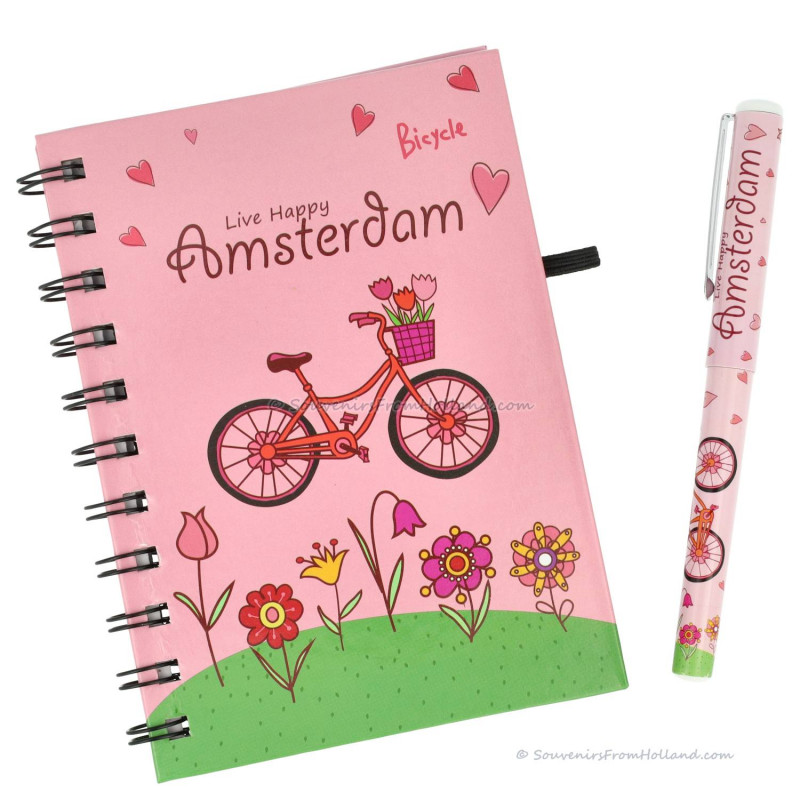 Notebook with pen - Bicycle Pink