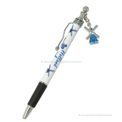 Delfts blauwe Balpen met molen bedeltje