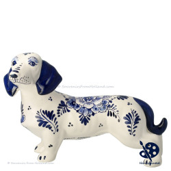 Dachshund Teckel Dog Delft Blue - Handpainted Delftware