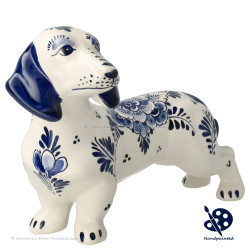 Dachshund Teckel Dog Delft Blue - Handpainted Delftware
