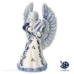 Delft Blue Christmas Angel playing Lyre v25.1 - Handpainted Delftware