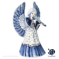 Delft Blue Christmas Angel Violin v25.1 - Handpainted Delftware
