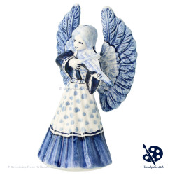 Delft Blue Christmas Angel Violin v25.1 - Handpainted Delftware
