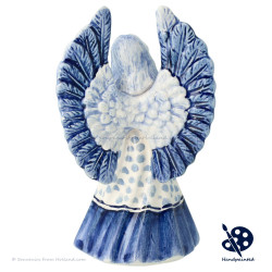 Delft Blue Christmas Angel Violin v25.1 - Handpainted Delftware