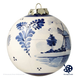 X-mas Ball Windmill A 8cm - Handpainted Delft Blue