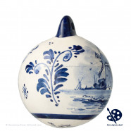 Kerstbal Windmolen 6,5cm knop - Handgeschilderd Delfts Blauw