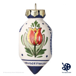 X-mas Ball Double Dents Orange Tulip 7cm - Handpainted